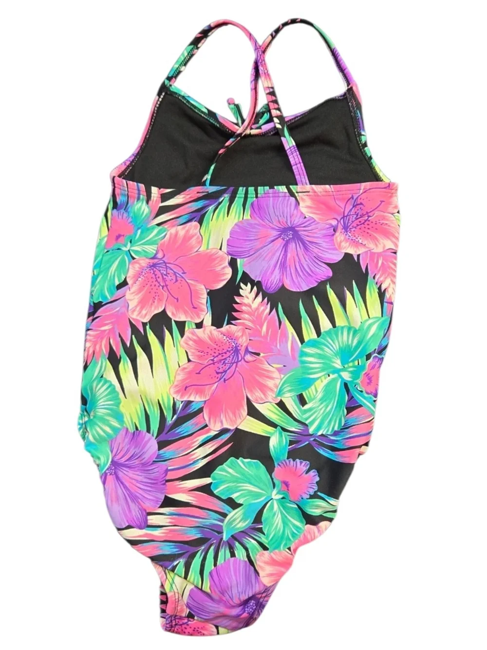 Children's Place Tropical Swimsuit Girls 5 6 Hibiscus Floral Cross Back UPF 50